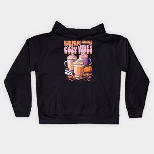 Pumpkin spice cozy vibes coffee and books Kids Hoodie